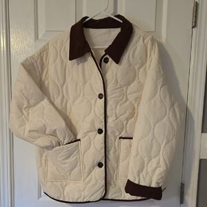 Quilted Cream Jacket with Brown Accents